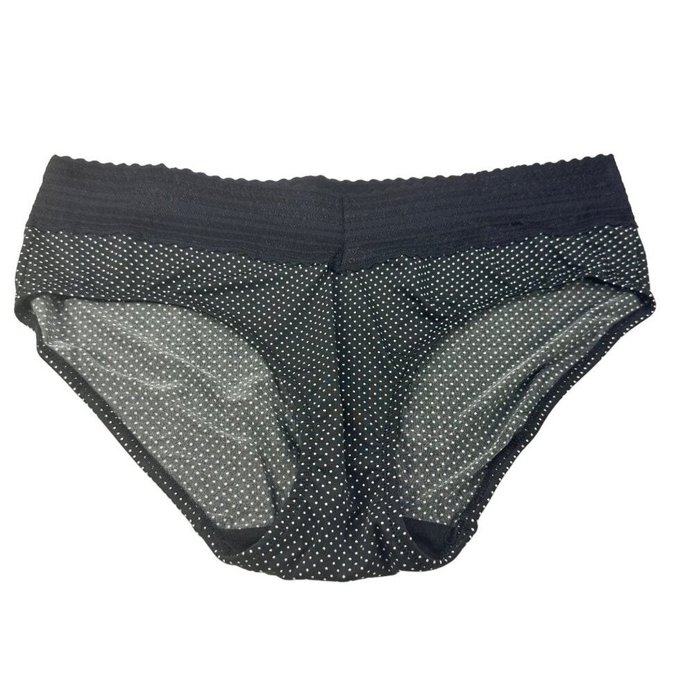 Warners Womens Size XL 8 Panty Hipster Lace Waistband Polka Dot Black White NWOT